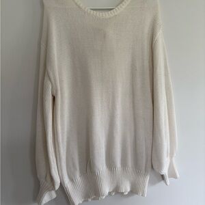 Elegant Cream Cut-Out Back Women's Sweater